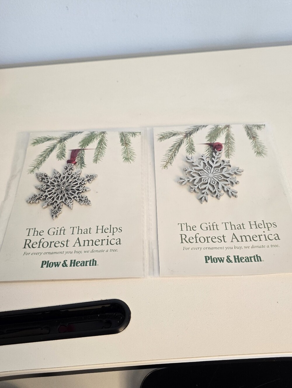 2 Plow & Hearth Pewter Christmas Ornaments Snowflakes 65H40 65K20